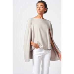Kal Rieman Cape Sweatshirt Khaki M Minimalist Lagenlook Quiet Luxury Old Money